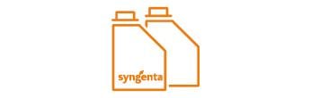 Логотип Syngenta: дві помаранчеві пляшки на білому фоні